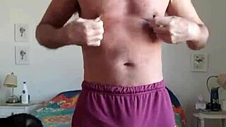 pervy papifachero rubbing his daddy boner bulge in n2n shorts and pink thong to stay warm in winter.