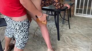 Stepmom Engages In Mutual Masturbation Outdoors Leading To Doggystyle Fucking And Creampie