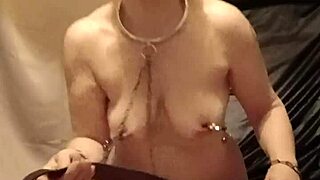 Amateur milf bends over for belt strikes and intense training in homemade BDSM session