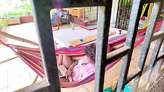 Lazy Sunday on the patio, Flow gets caught masturbating in her hammock 😏