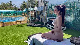 Italian milf Artemisia Love reveals perfect body outdoors alone