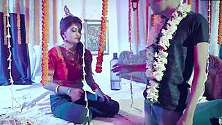 Young Indian couple enjoys their first night together with some romantic moments and Hindi talk