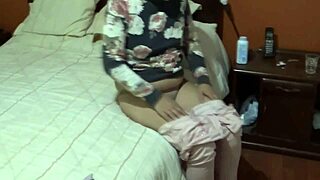 Why wear lingerie to tease my stepson? I masturbate until he cums in my hairy pussy.