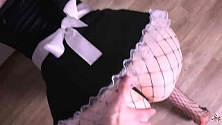 Brunette maid in leggings gets stuck in washing machine, then fucked doggystyle with creampie finish