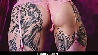 nicole saphir took on a gaping anal threesome with big cock double penetration, blonde in lingerie and stockings for hardcore interracial fisting