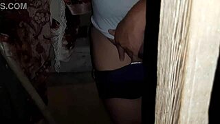 Caught A Stranger In Abandoned House Masturbating Her Hairy Pussy And Started Watching