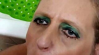 German milf prostitute Sandra performs blowjob with cum swallow in European style.