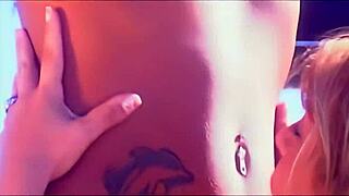 Sensual lesbian cunilingus and toy play on boat with kissing