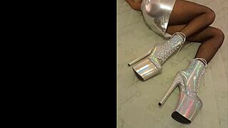 Total Silver Fishnet Pantyhose On Petite Latina Milf Ass