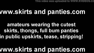 everyone on the block sees my panties under this tiny skirt today