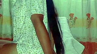 hey what's going on with this amateur couple doing hard fucking at home with her long hair flying?