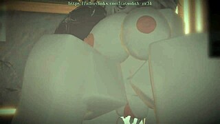 Fucking the hot horny demon girl with deepthroat blowjob handjob and creampie in game