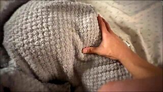 He won't let me sleep until he cums on my ass and tits.