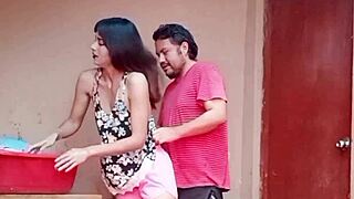 Peruvian Neighbor Sucks My Dick In Community Laundry And Ends With Facial Cumshot Outdoors