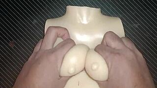 dolly casually asks for anal sex and he squeezes her small tits during the intimate session