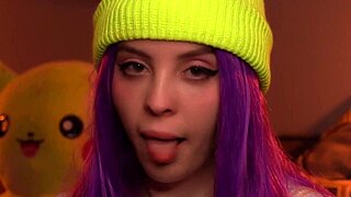 Asmr Moona performs ear licking close up