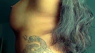 this tattooed ebony prostitute shows off her ass, gets anal assfucking with oral blowjob on big black cock