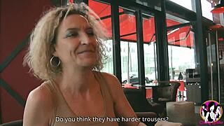 Slutty milf Beatrice craves wild gangbang action taking two big cocks in hardcore threesome