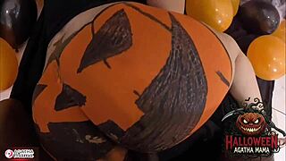 Ebony Milf Agatha Mama Fucks BBC in Halloween Jack O'Lantern!