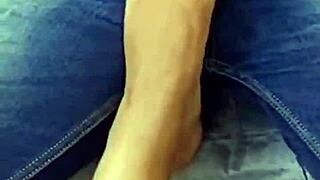 Worship her feet in this full fetish video with intense bdsm humiliation outdoors