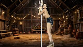 arianna marie contrasts pole dancing with stripping to country music in barn