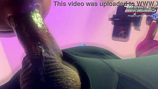 Destiny 18+ Drools and Gives the Nastiest Deepthroat Blowjob to Her Ebony BBW Neighbor in Fishnets