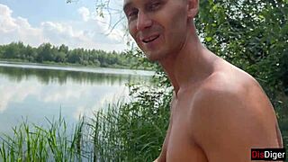 I seduced a married fisherman and fucked him on the lake in fishnets as a teen bride