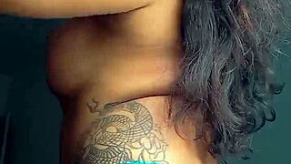this tattooed ebony prostitute shows off her ass, gets anal assfucking with oral blowjob on big black cock