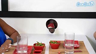 big tit milfs dive into sushi glory hole with bbc blowjob and cute asian teen