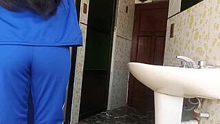 Recording schoolgirl in quickie fuck in school bathroom