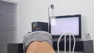 naughty housewife receives technician without panties and flashes her ass outdoors