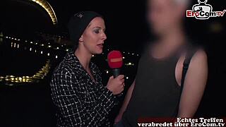 Deutsches skandal casting auf der straße features german milf in public outdoor interview with first time flashing.