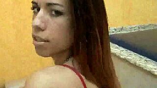 HD shemale Patricia Sabatine tugs her hard cock!