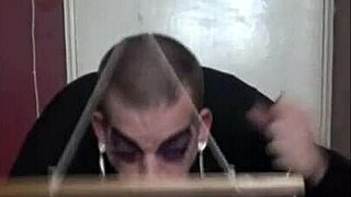 Bisexual crossdresser takes it rough in ass and mouth with dildo toys.