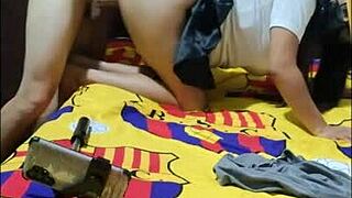 Sexy nympho stepmom loves filming homemade porn riding hard with wet genitals clashing as she moans like a slut begging more