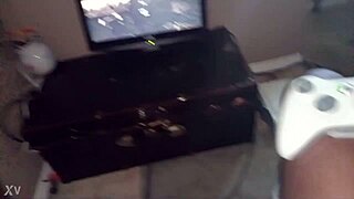 Teen strokes his small cock during skyrim gameplay session in casual fun