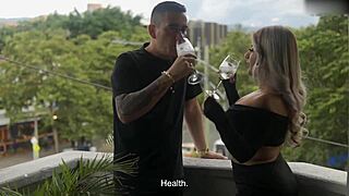 Colombian beauty with huge tits rides thick cock of stranger. Romantic fuck unfolds with gorgeous Naty Delgado in passionate encounter.