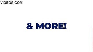 Stunning British girl with big tits and curly hair fucks herself with a toy until she cums