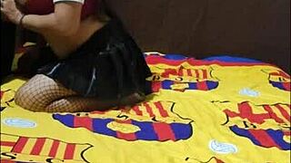 Sexy nympho stepmom loves filming homemade porn riding hard with wet genitals clashing as she moans like a slut begging more