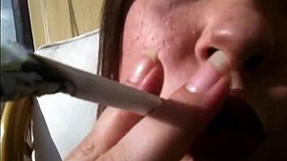 sexy bbw tina snua smoking cork cigarette with drifts snap inhales double pumping nose exhales