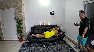 Gabily Castro arrives at the mansion for behind the scenes bathroom shower fun with Binho Ted in Brazilian style.