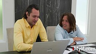 Boss lady gets payback from employees in wild threesome! Jordan Maxx dominates with big tits and pussy play!