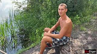 I seduced a married fisherman and fucked him on the lake in fishnets as a teen bride