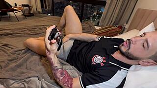 in a wild tale, a latina catches her stepbrother jerking to her boyfriend's photo and suggests a double penetration threesome with assfucking and strapon action