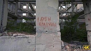 Horny Russian brunette teen cheats on boyfriend by fucking stranger in public outdoor pickup for cash