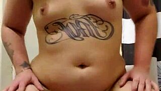 The blonde milf grabbed her huge dildo and rode it wildly until her tattooed pussy squirted everywhere