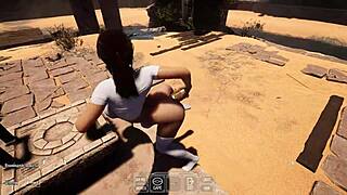 Hey, in this 3D hentai game Lara has to insert that huge mysterious monster cock into her tight cave to unlock the next passage