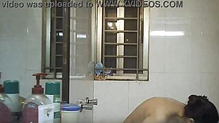 Hey, check out this hidden shower voyeur moment with a curvy Indian lady