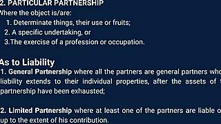 What are the key points in the law on partnership?
