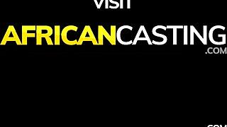 cute ebony amateur teen 18+ gets hairy tight pussy stretched with rough doggystyle at fake casting interview